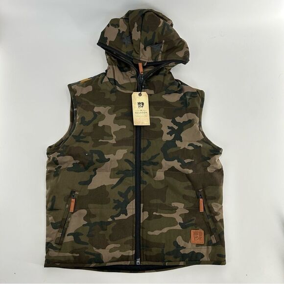Allston Outfitters Deadstock Zip Up Camo Green Vest NWT Medium - Picture 1 of 9